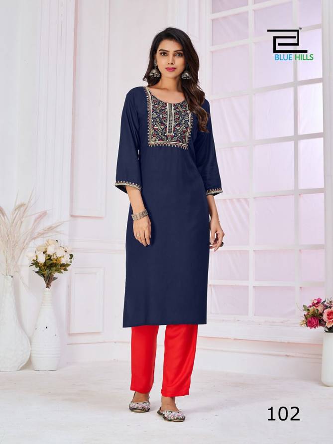 Blue Hills College Girl 1 Embroidery Wholesale Kurti Collection
